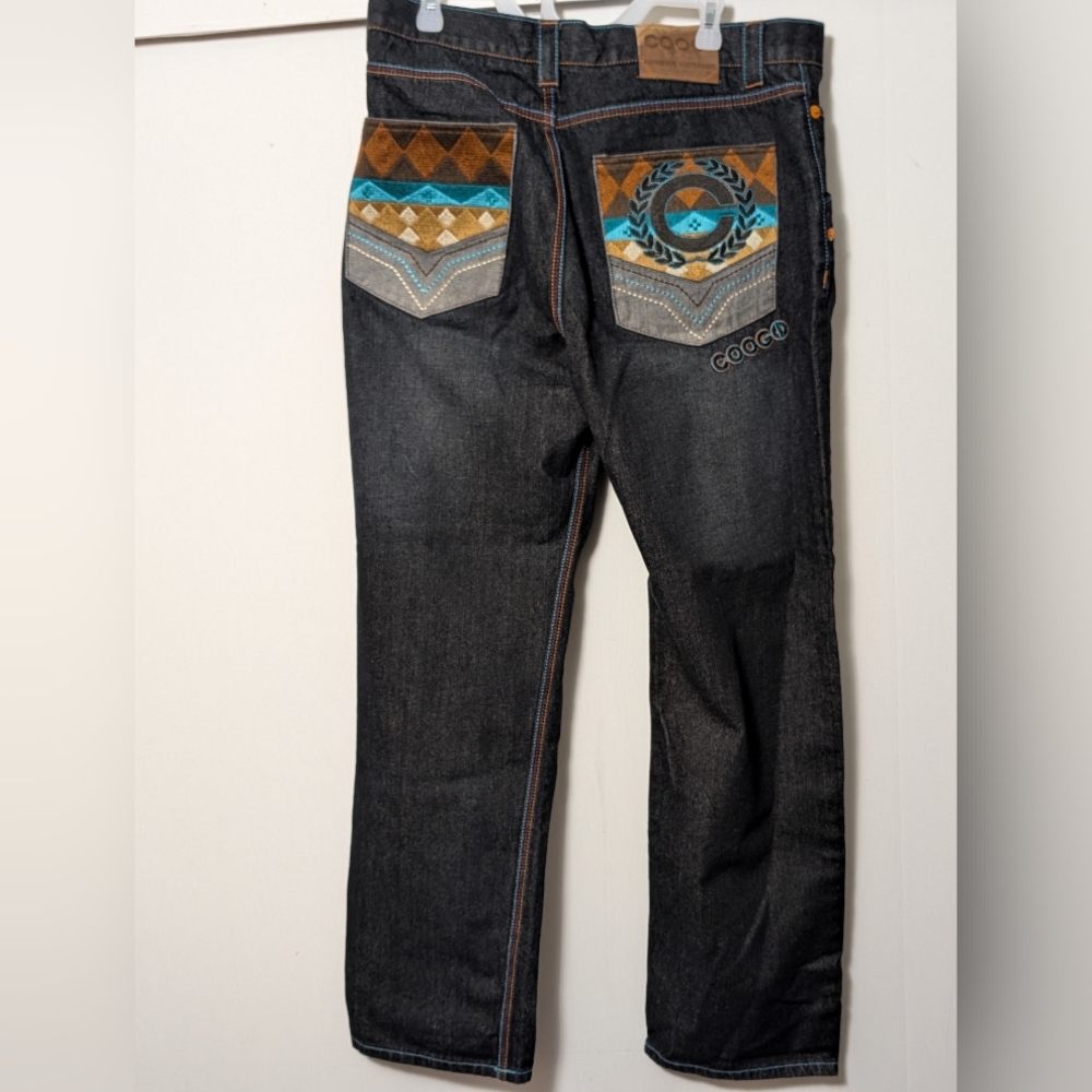 Men's Vintage Coogi Embroidered Baggy Y2K Hip Hop Jeans 36 Size Waist - Picture 2 of 16
